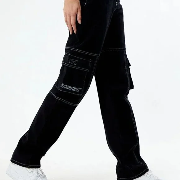 NWT $69 FORMULA 1 x PACSUN Black Raceway ‘90’s Boyfriend Cargo Jeans Sz 25 - Picture 2 of 11